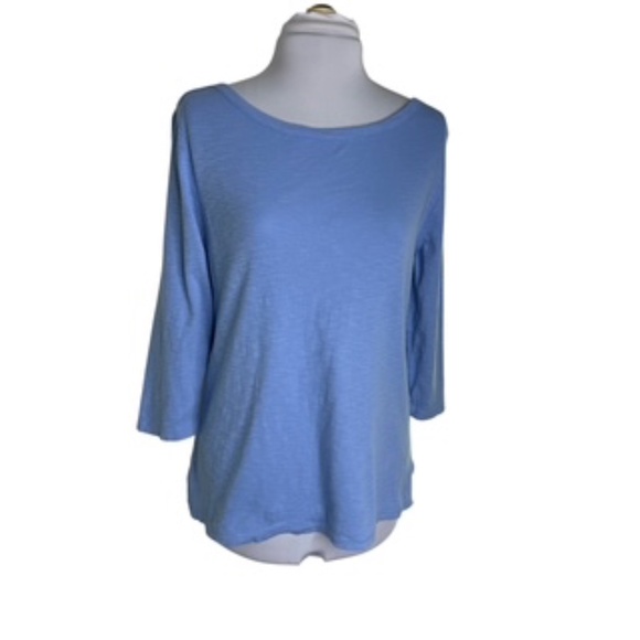 Kirkland Boat Neck Light Blue 3/4 Sleeve Slub Tee- Shirt Size M - Picture 1 of 7
